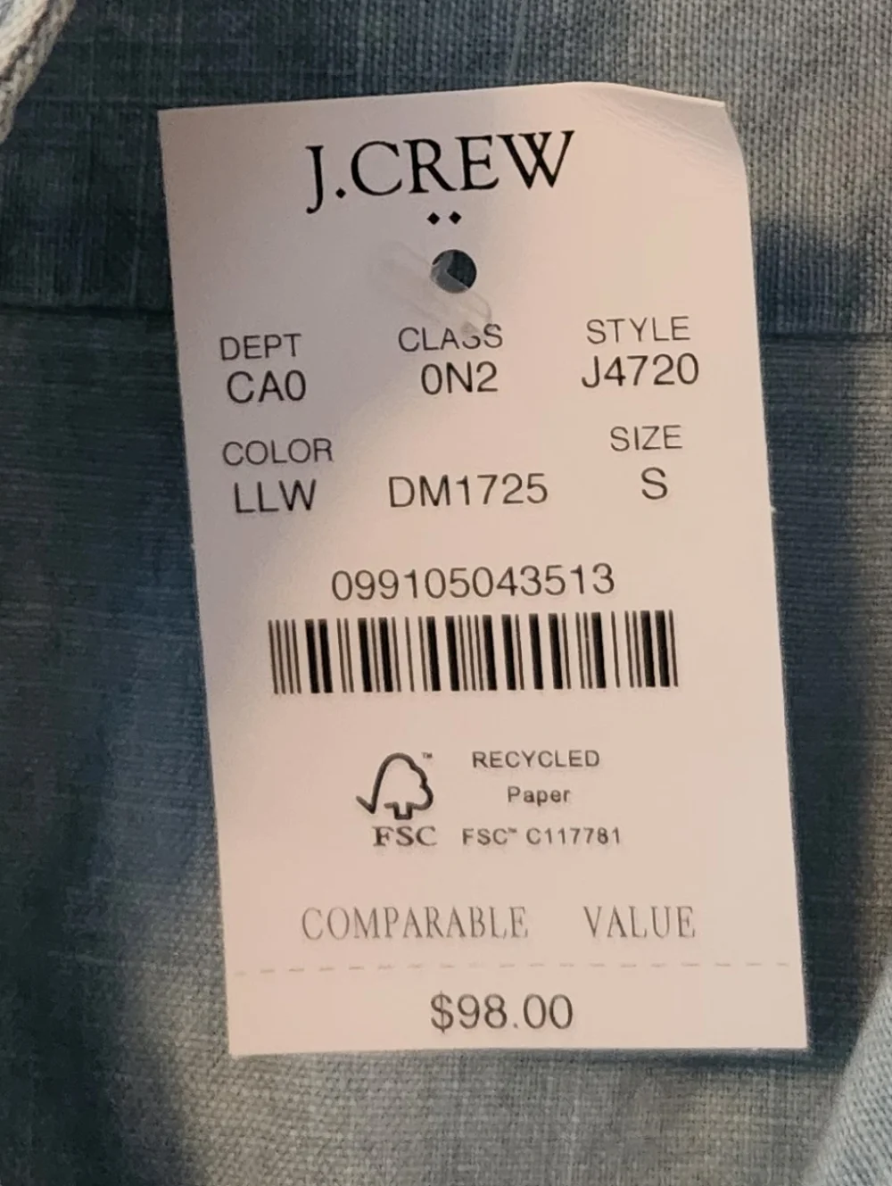 J. Crew Factory Women's Light Blue Chambray Button-Down Shirt - Picture 2 of 3